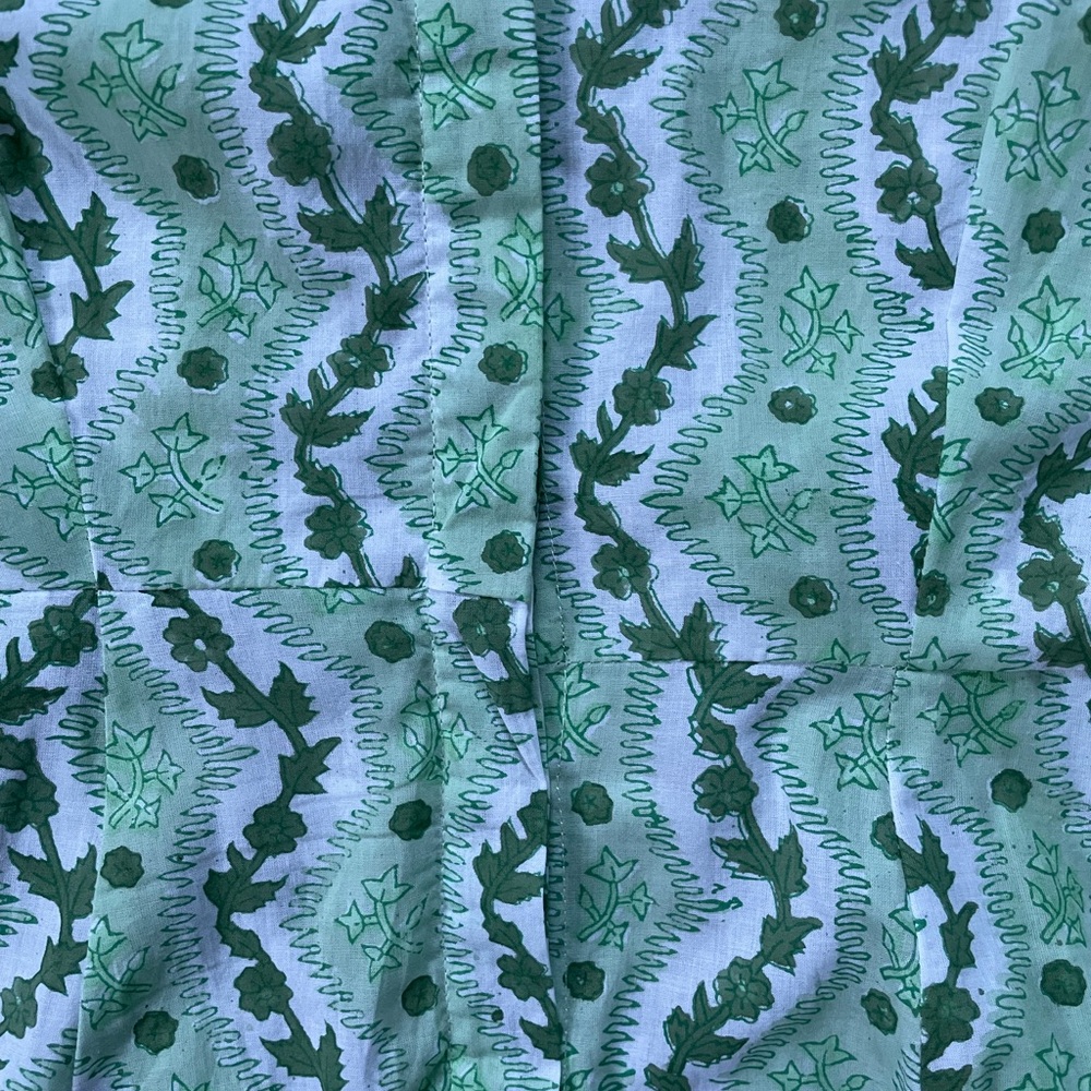 Julia Amory Green Block Print Patterned midi Maxi Shirt Dress size Large - Picture 7 of 7
